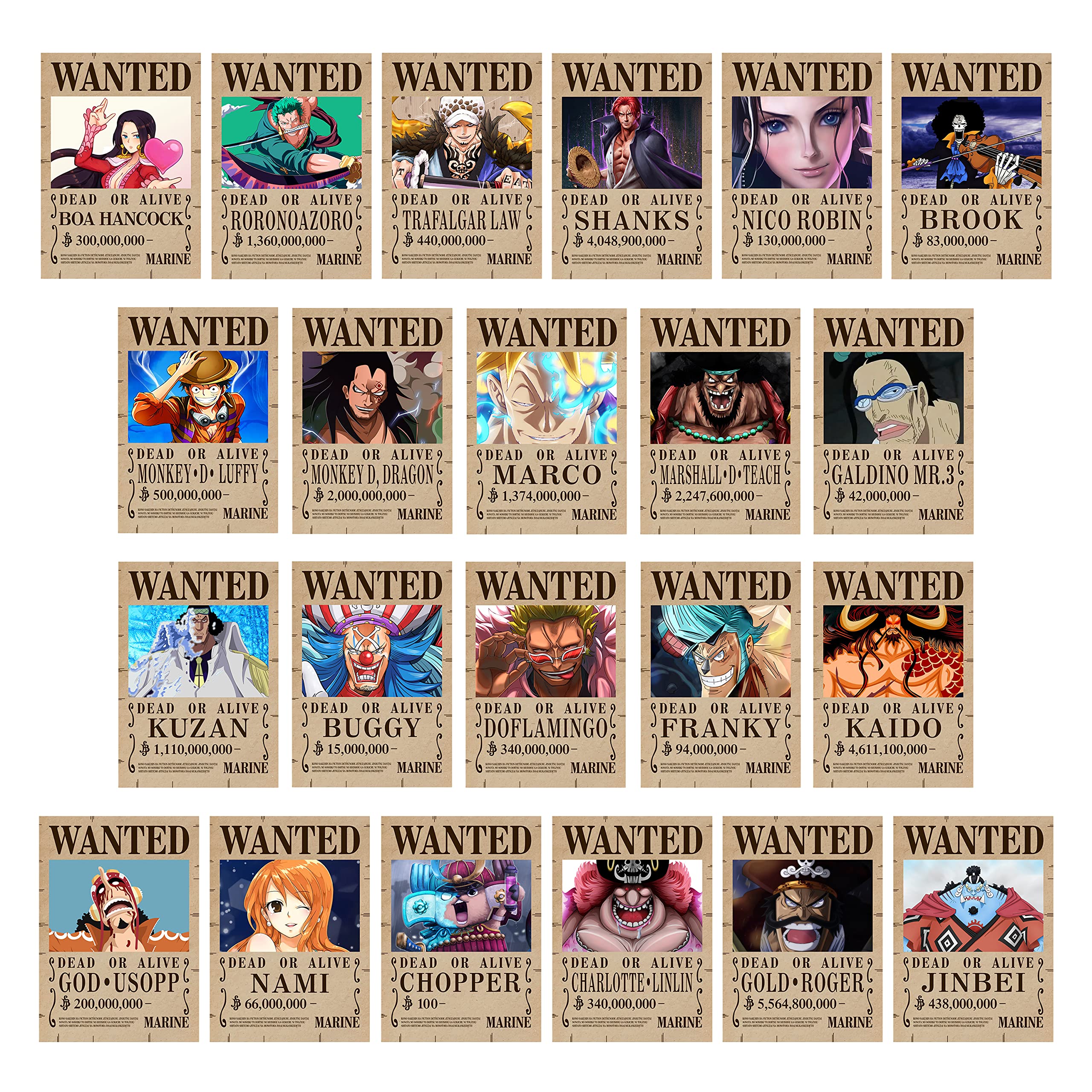 rousrie One Piece Wanted Poster Set (Pack of 22) With Self